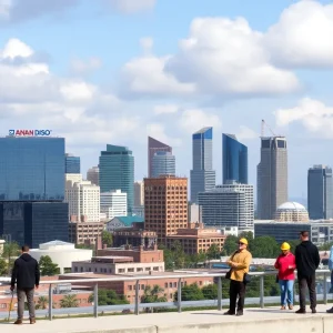 Diverse workforce in San Diego with buildings in the background