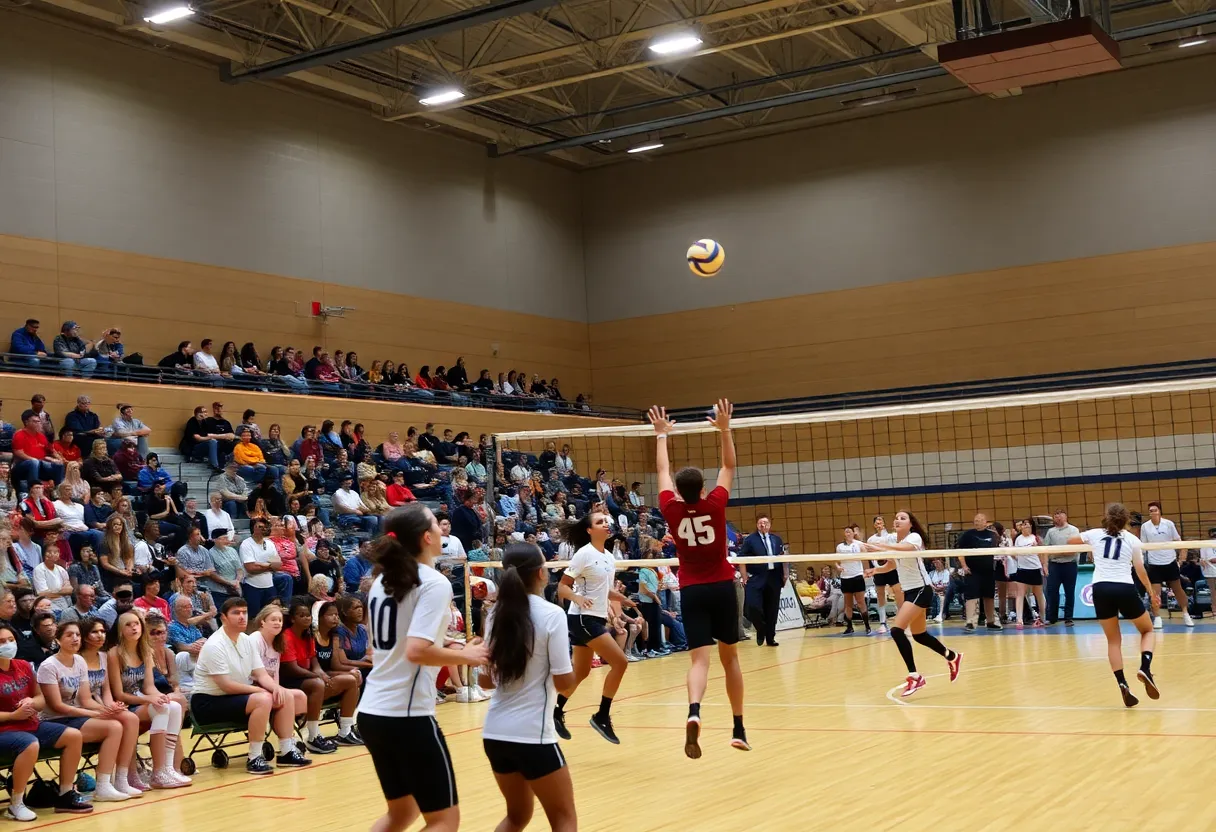 SDSU volleyball team celebrating a victory in a match