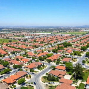 Aerial view of residential development in Southern California