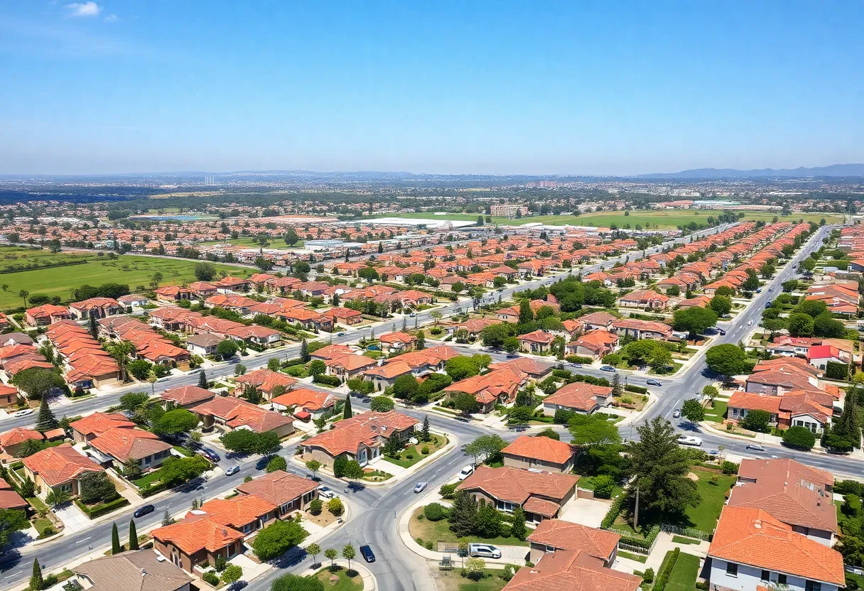 Aerial view of residential development in Southern California