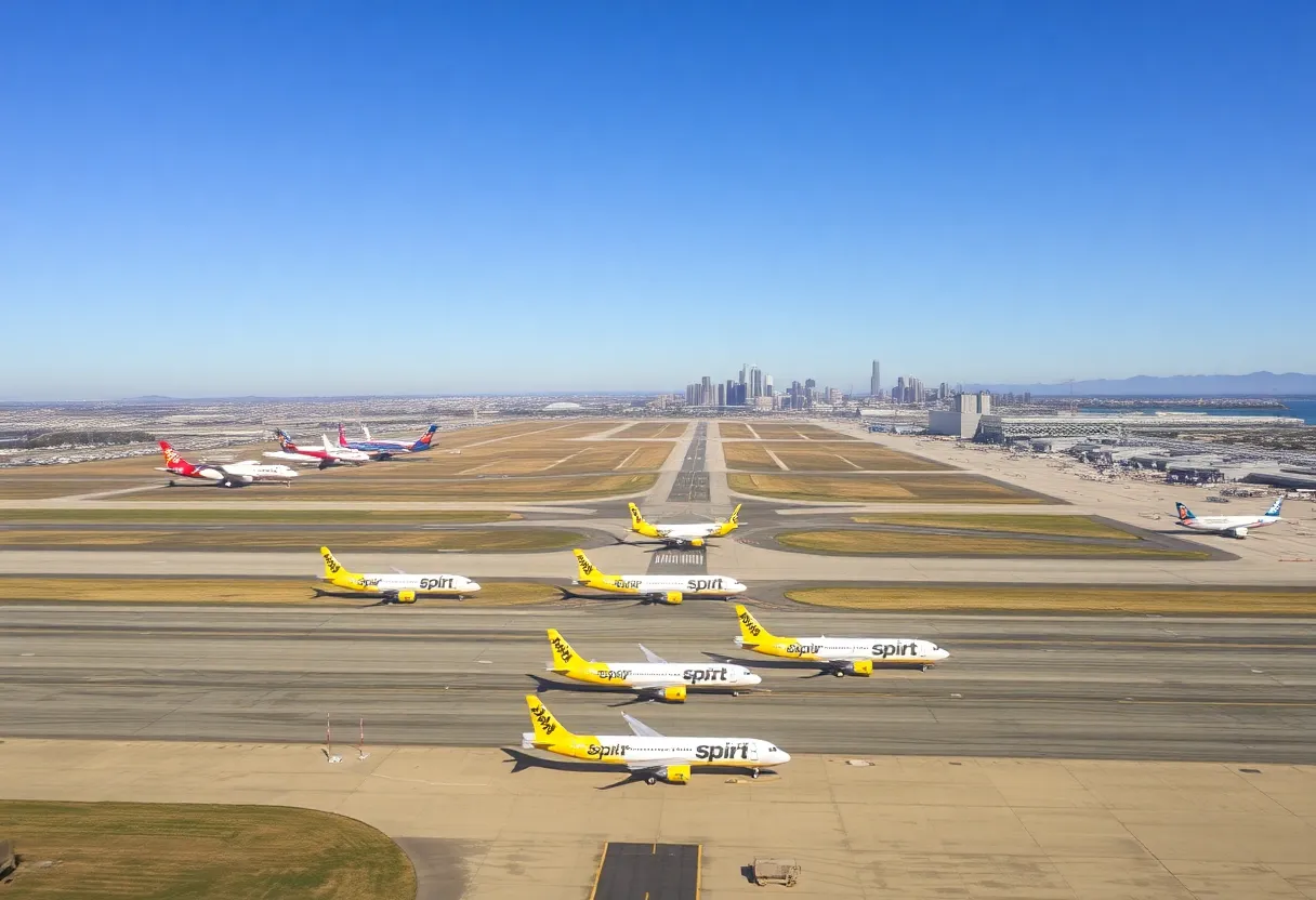 Spirit Airlines planes at San Diego International Airport