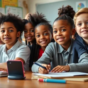 Diverse students actively participating in classroom learning