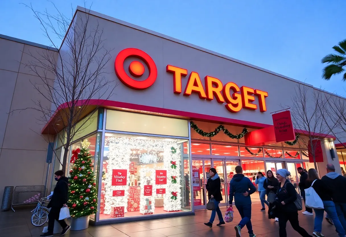 People shopping at Target during the holiday season in San Diego.