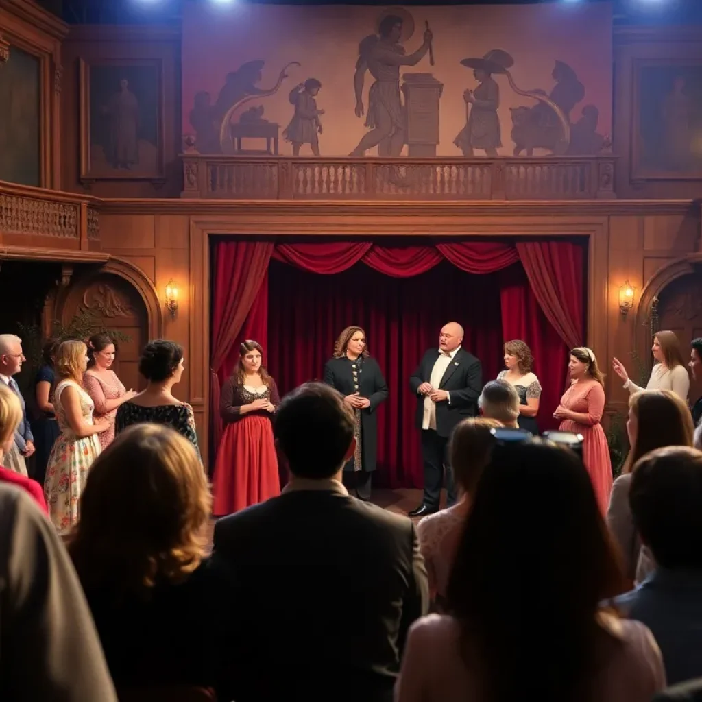 Actors performing in the interactive play Thorn & Petal