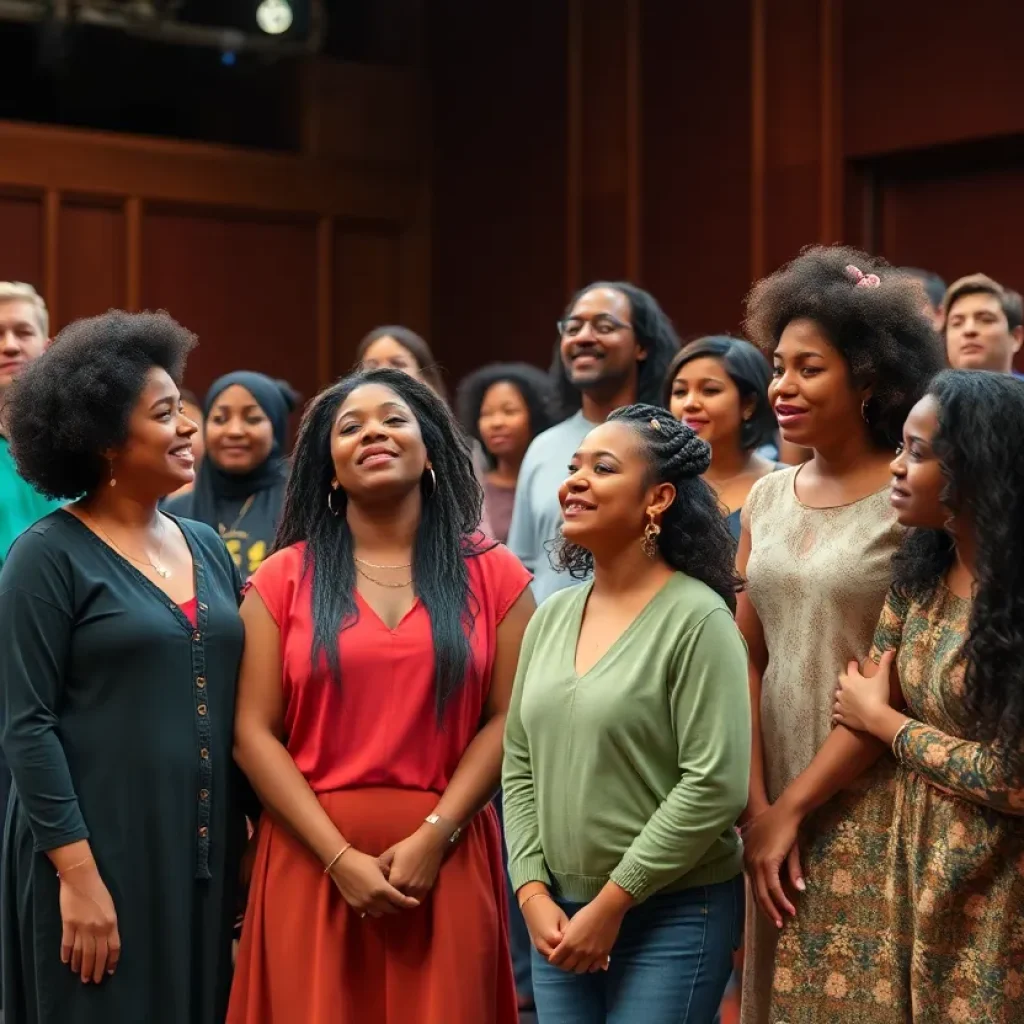 Scene from Thorn & Petal play featuring diverse actors