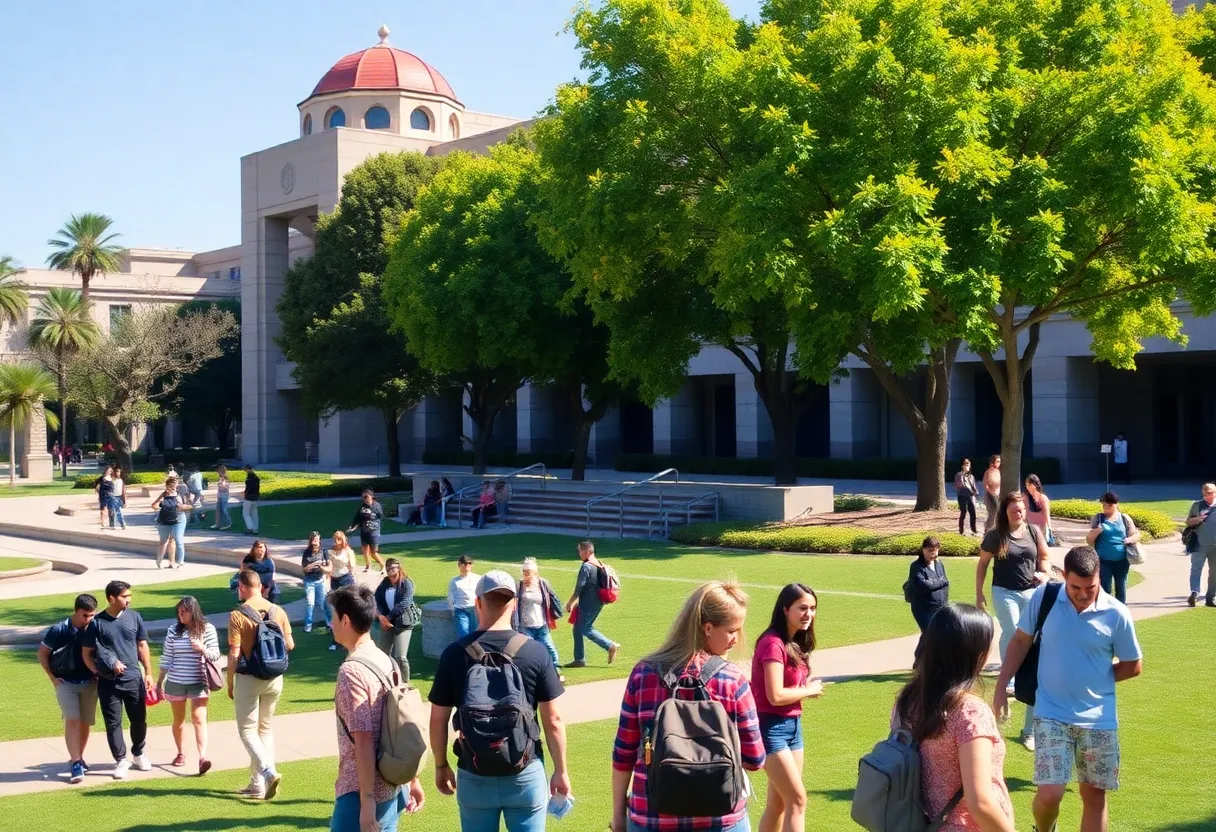 Students on the University of California San Diego campus