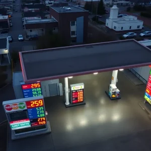 High gas prices displayed at a gas station in Washington State