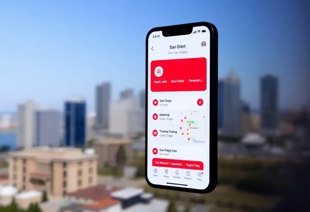 Screenshot of the Alert San Diego emergency app interface