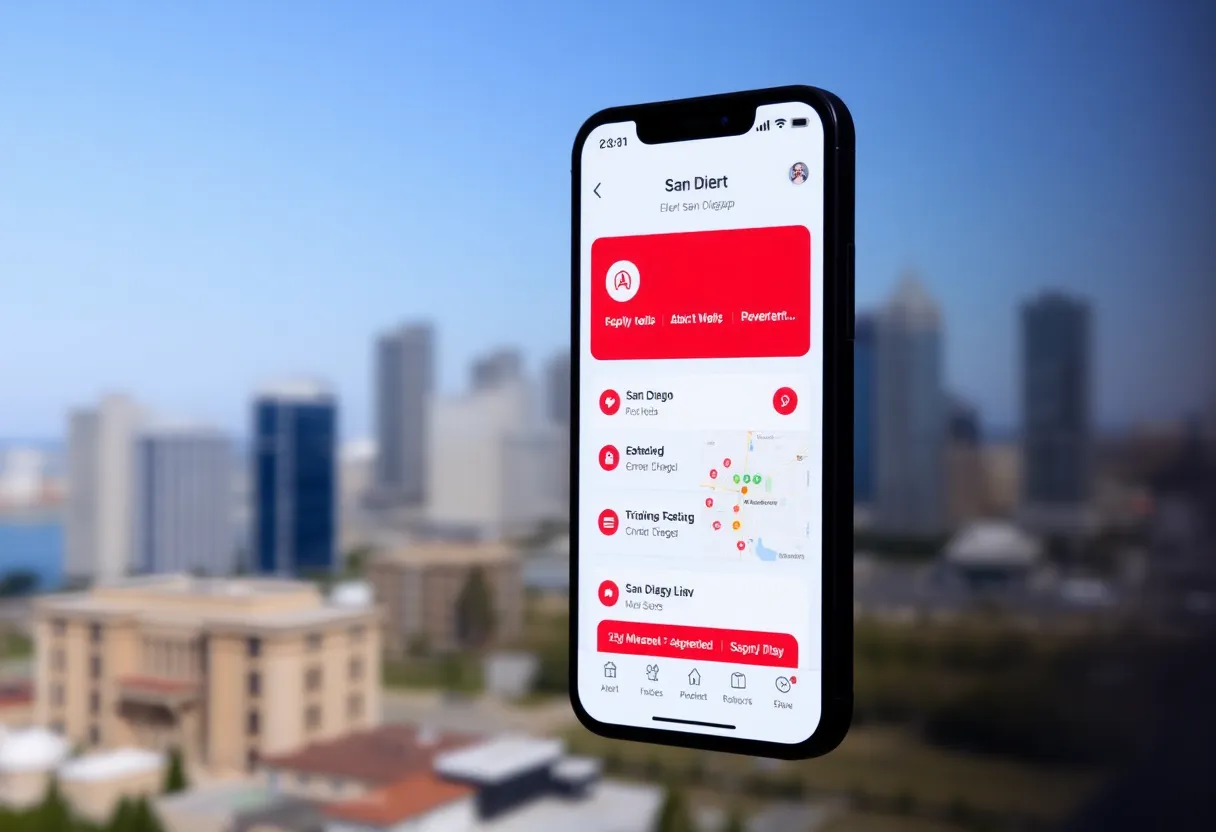 Screenshot of the Alert San Diego emergency app interface