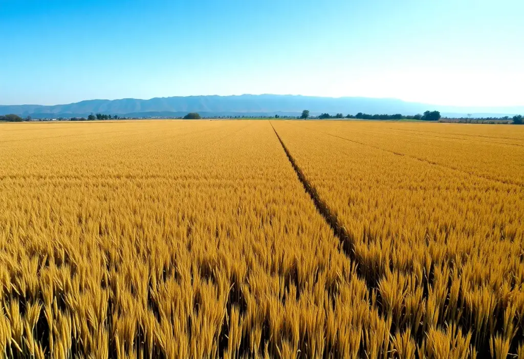 Drought-affected rice field in California