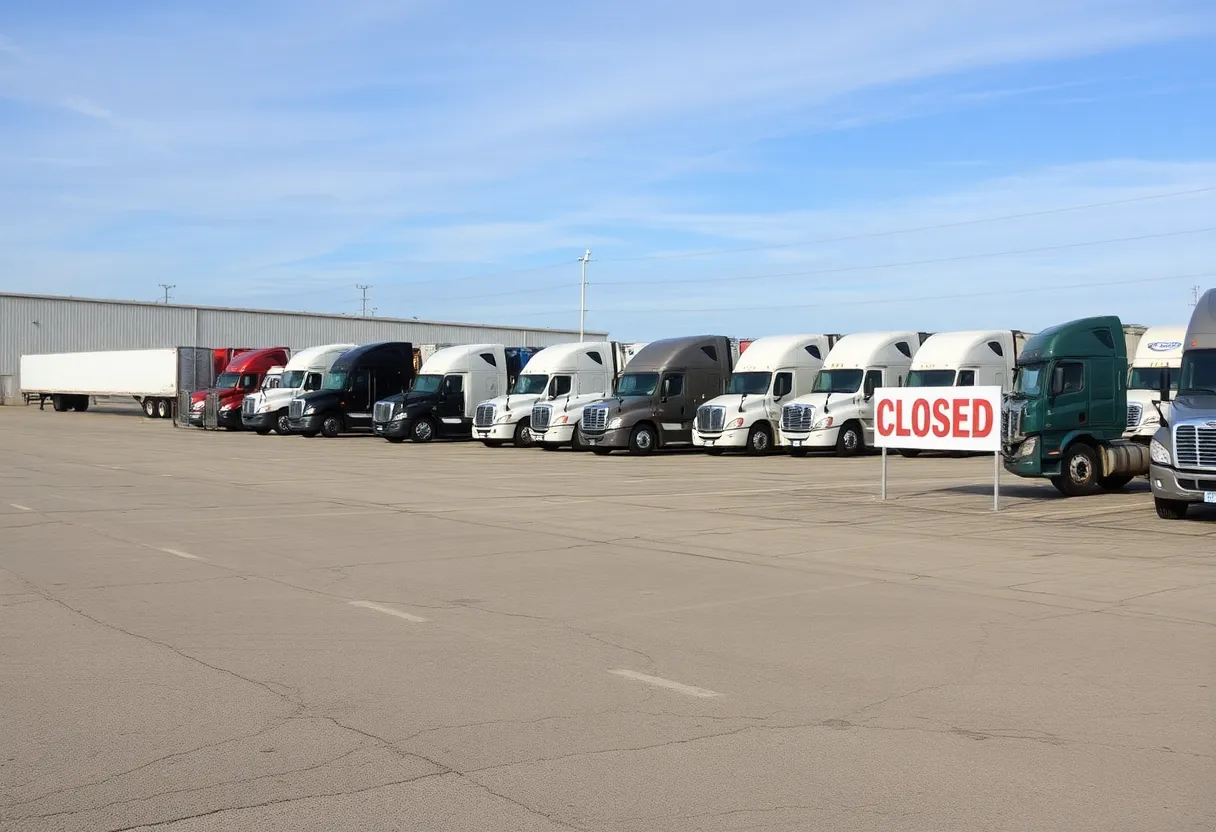 Closed trucking yard of Epic Lightning Fast Service LLC