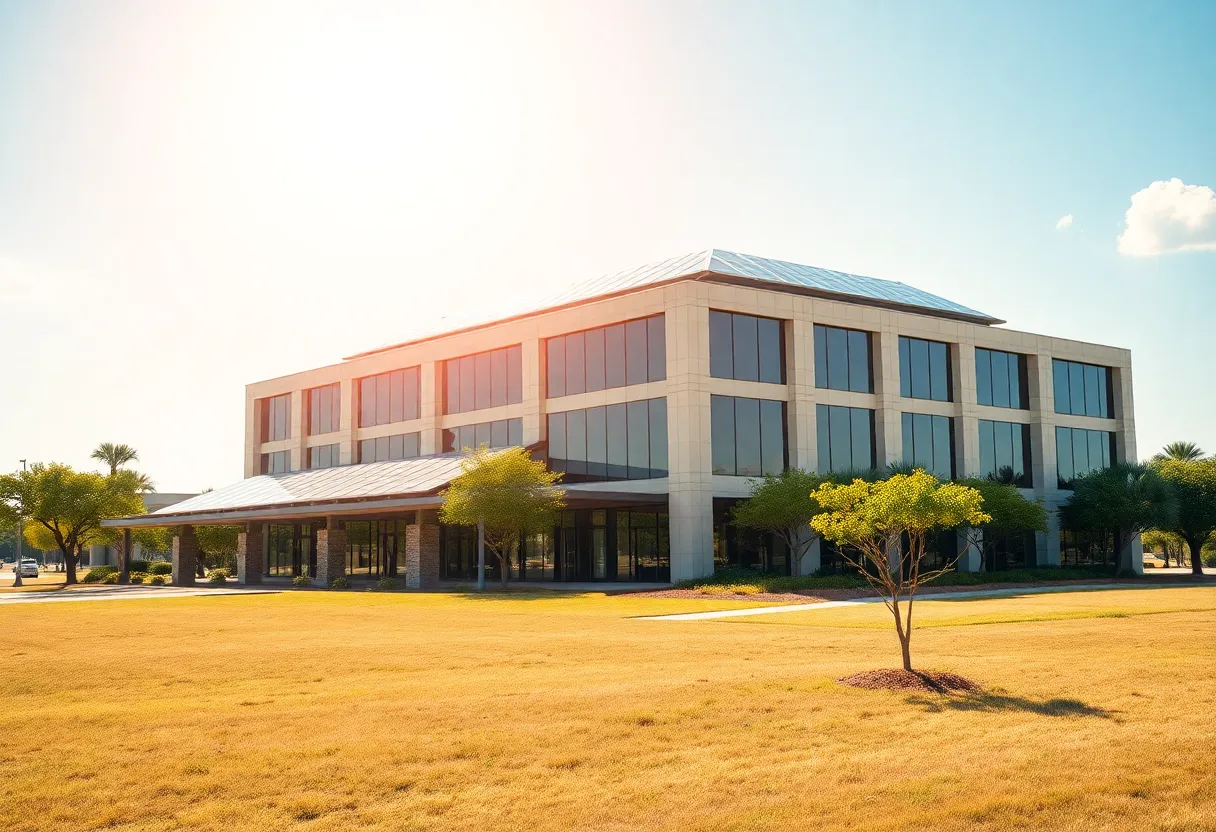 Image of GAF Energy's new headquarters with solar panels