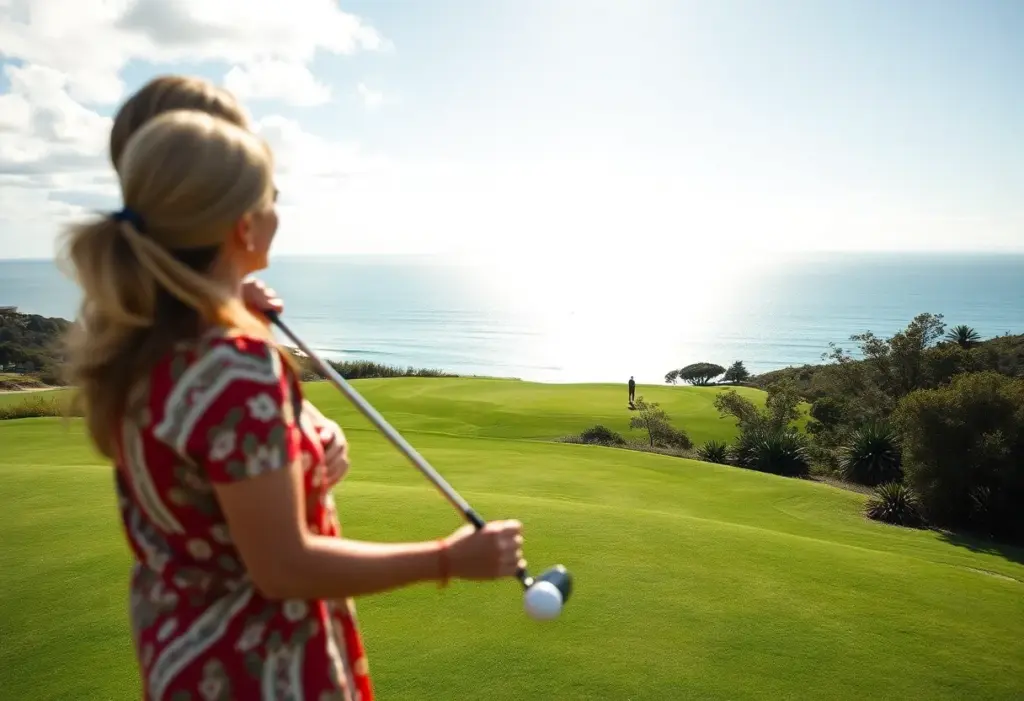 Couple enjoying a golf game at Torrey Pines Golf Course