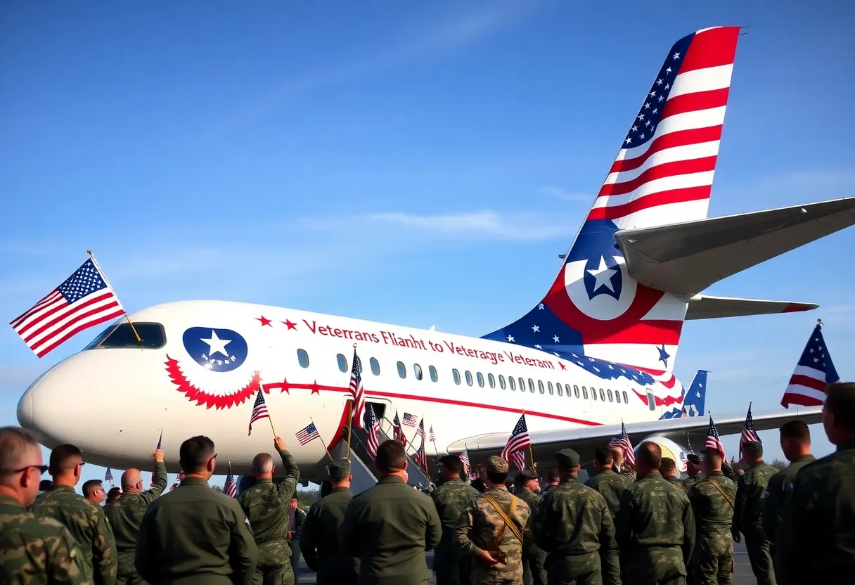 Patriotic charter flight honoring veterans