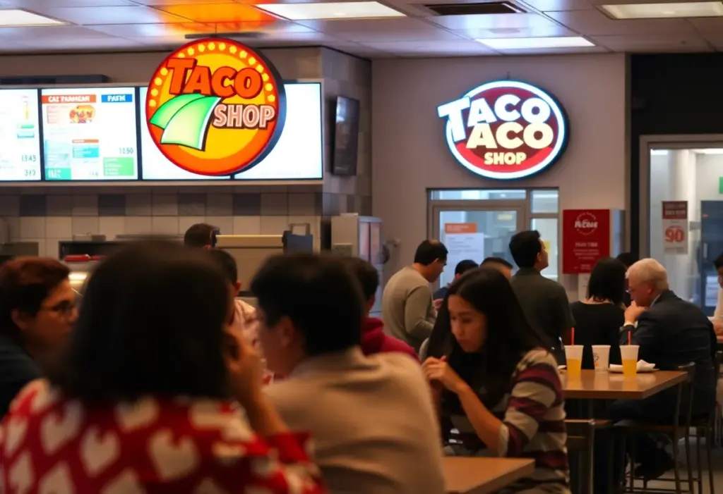 Fast food restaurant with taco shop sign