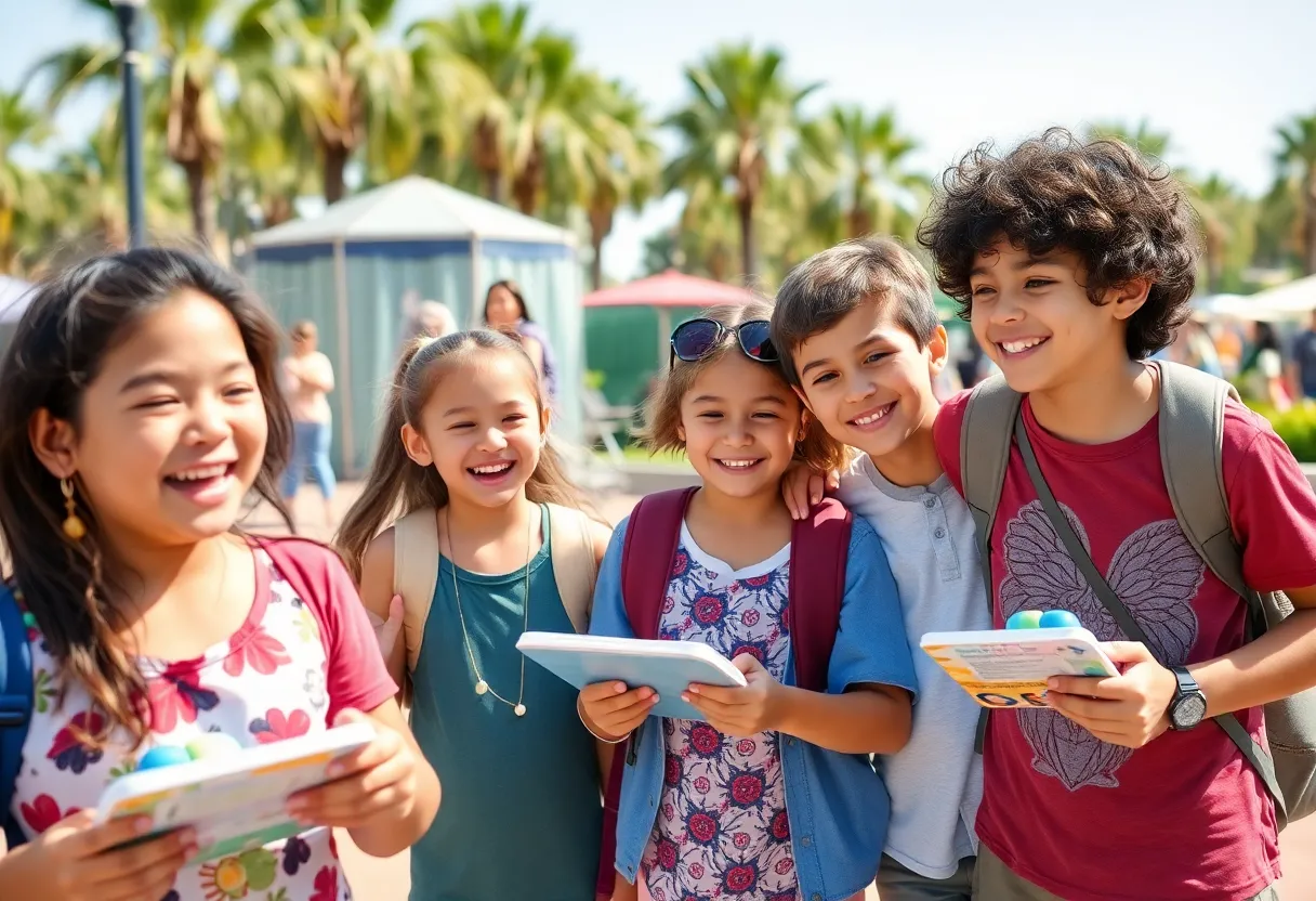 A family enjoying various attractions in San Diego with children having fun.