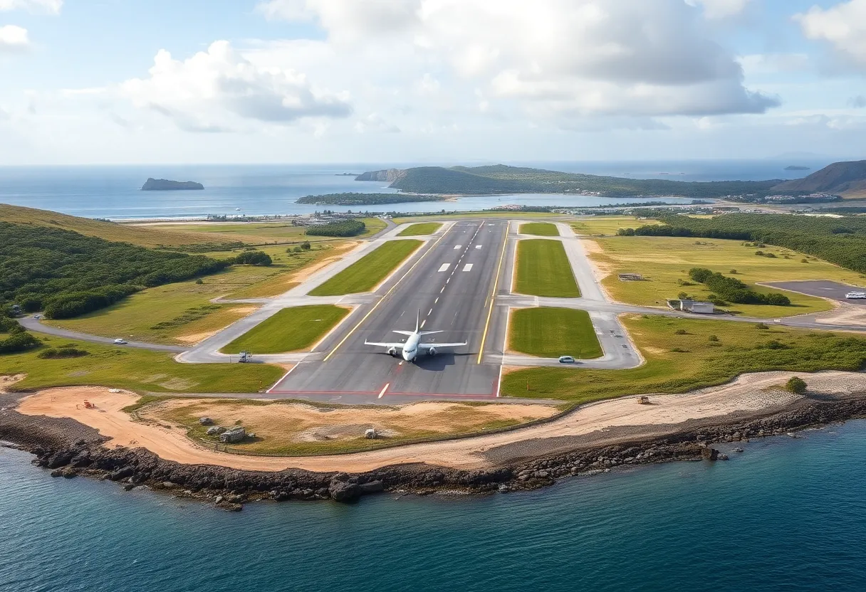 Military airstrip with security measures on San Clemente Island