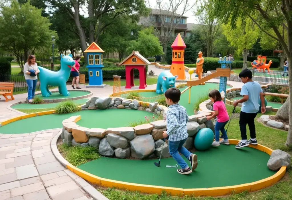 Artistic miniature golf course with local sculptures