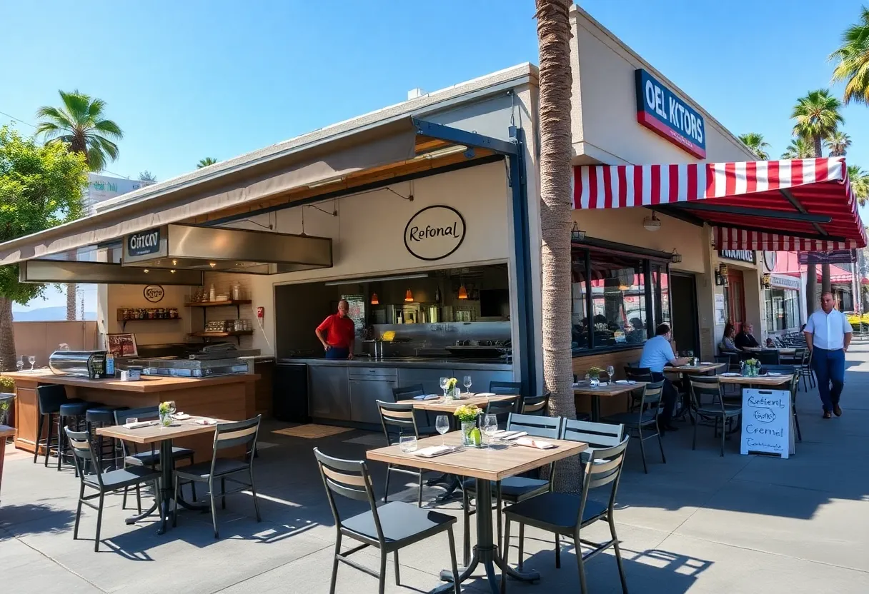 Outdoor dining setup at a California restaurant