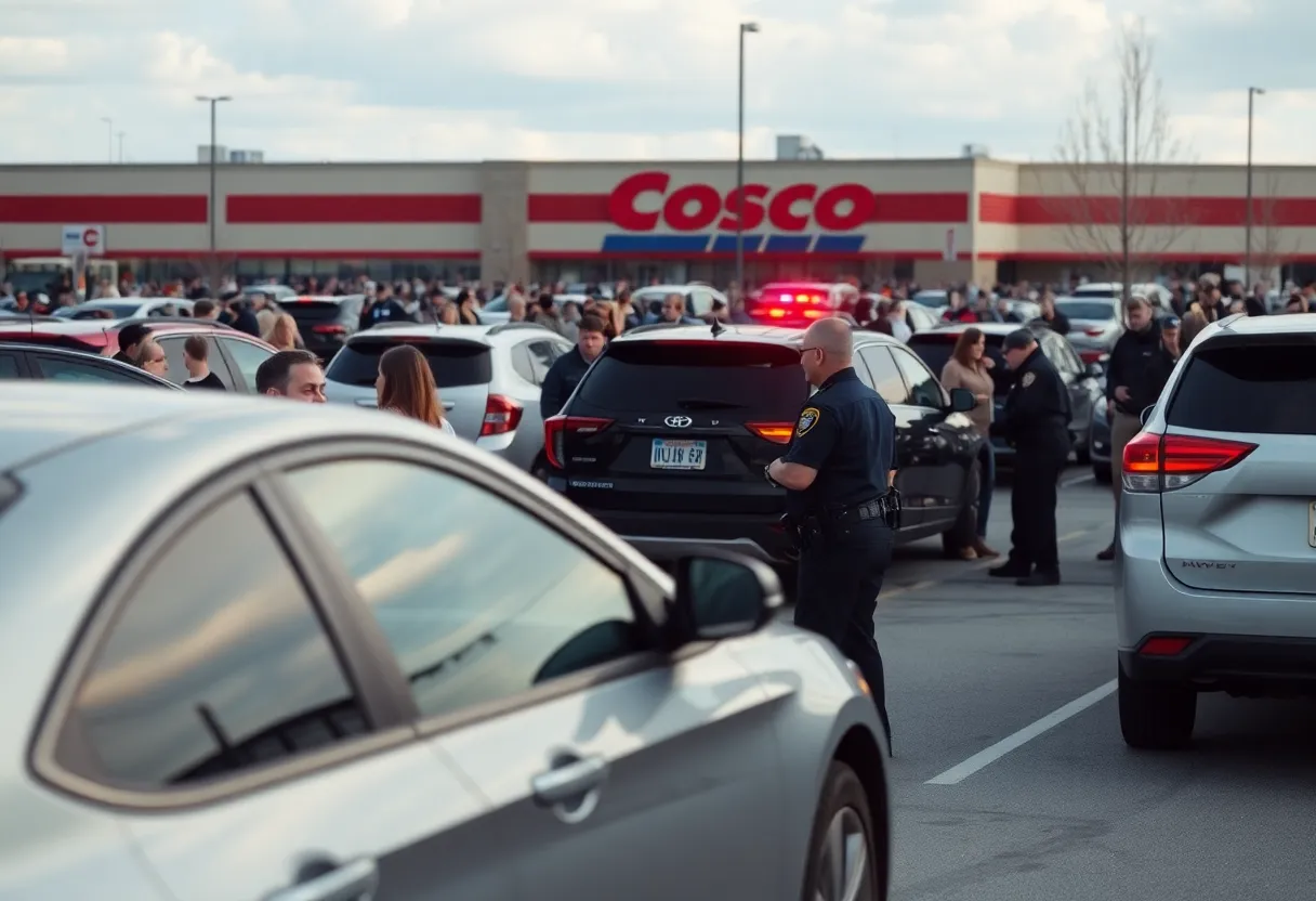 Civilian and police officer altercation in a Costco parking lot