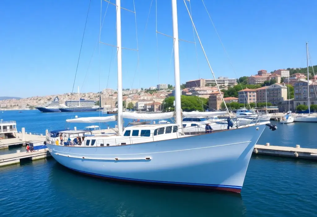 The research sailboat Persévérance docked in San Diego