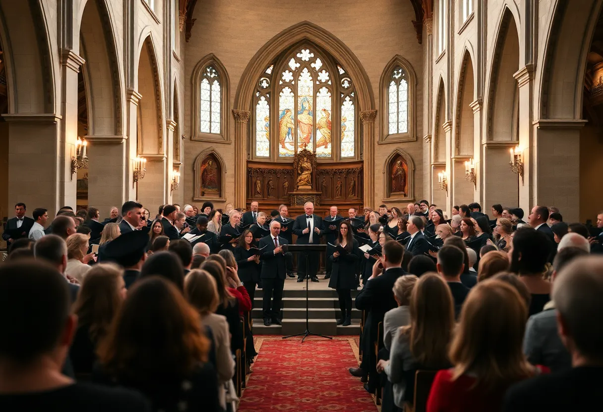 Audience enjoying a choral performance at the SACRA/PROFANA concert.