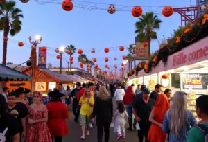 Crowd enjoying Halloween festival in San Diego