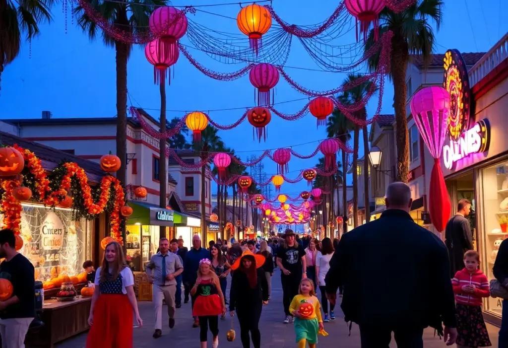 Families enjoying Halloween festivities in San Diego