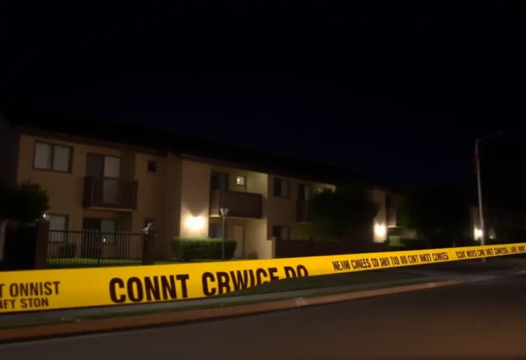 A police cordon at a crime scene in a San Diego apartment complex