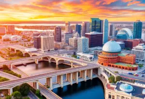 Cityscape of San Diego with ongoing infrastructure projects