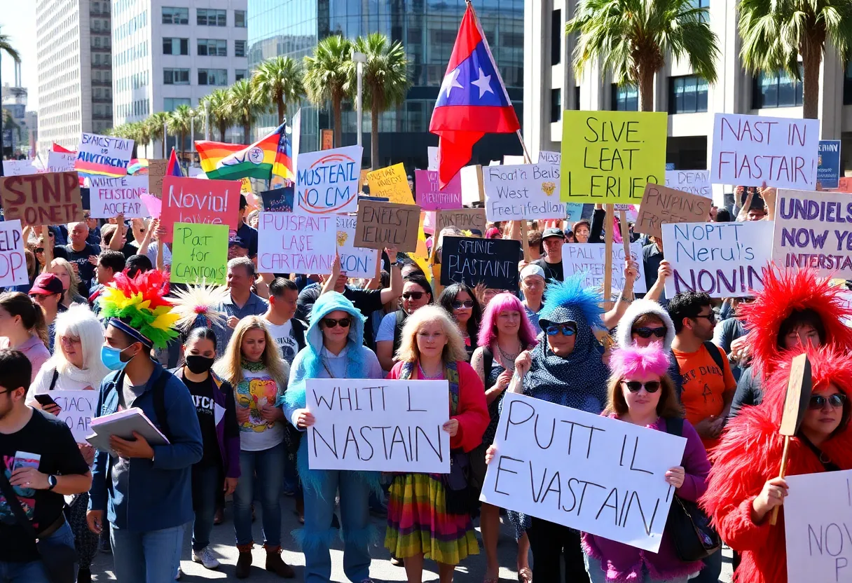 Crowd of protesters at No Kings rally in San Diego