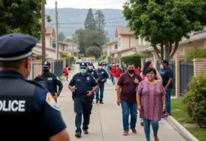 Scene outside a San Diego school during a lockdown after a shooting incident.