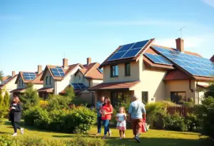 Community solar panel installations with battery storage