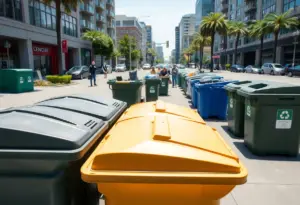 San Diego residents engaging with new trash and recycling bins