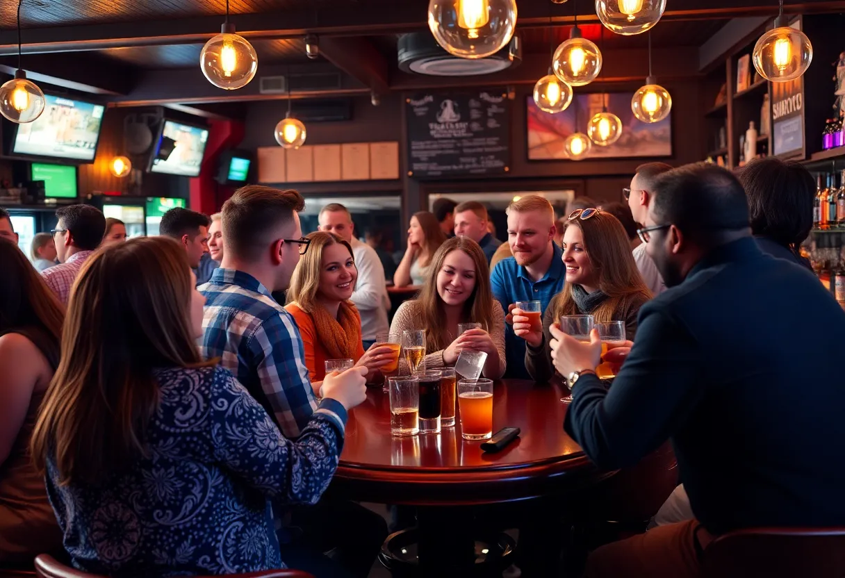 People enjoying drinks and socializing in a vibrant San Diego bar