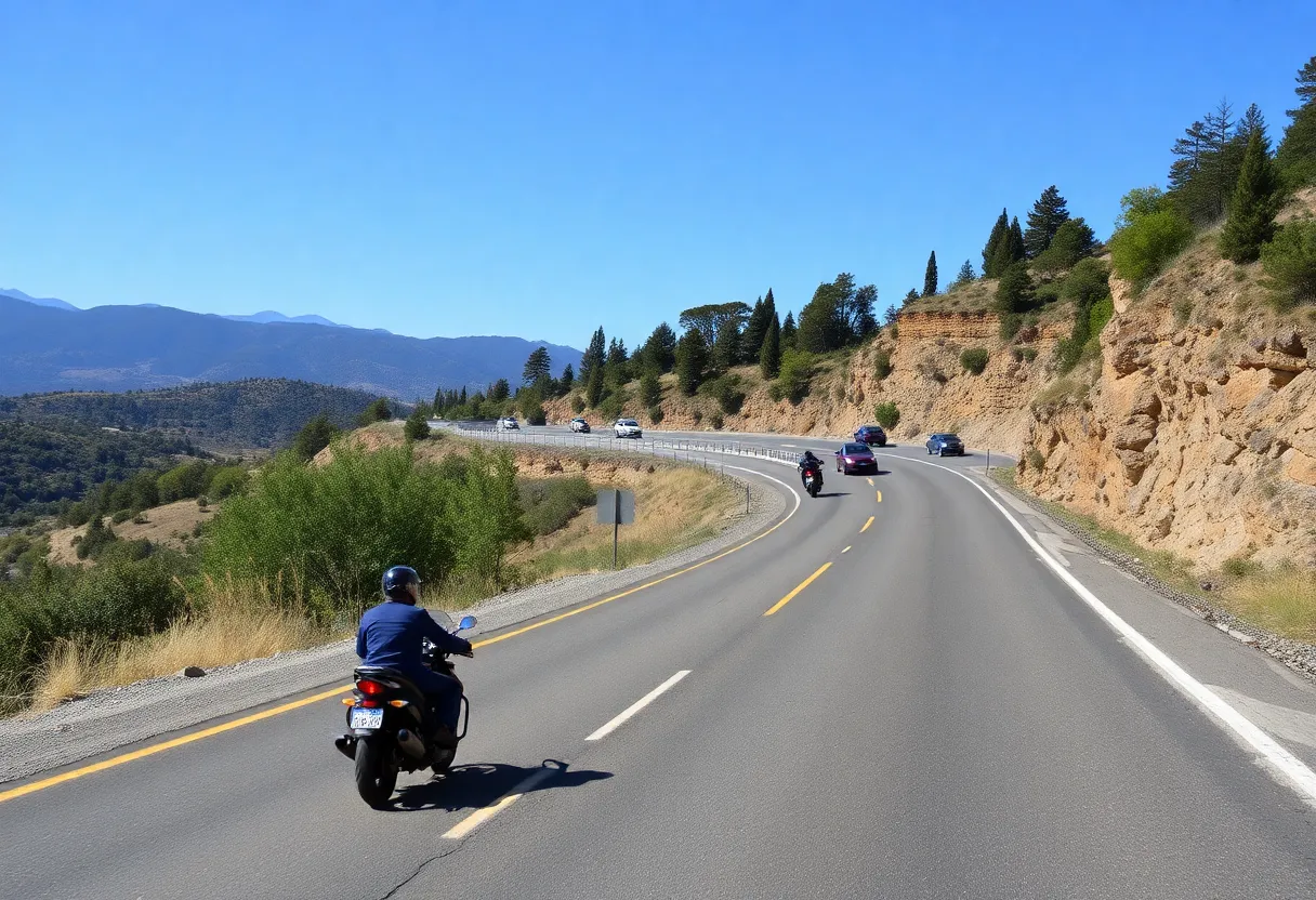 Motorcyclists riding safely on State Route 79