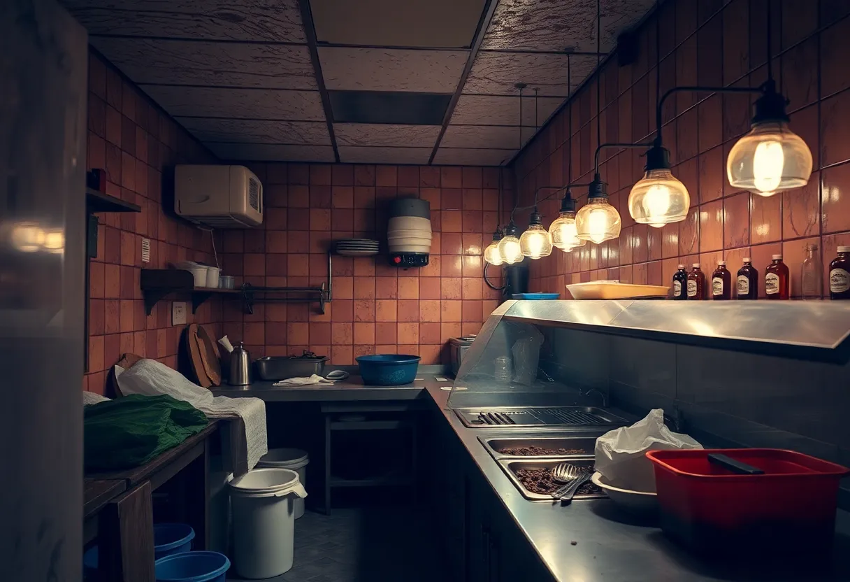 Unsanitary conditions in a restaurant kitchen