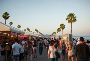San Diego beach festival with food stalls and live music