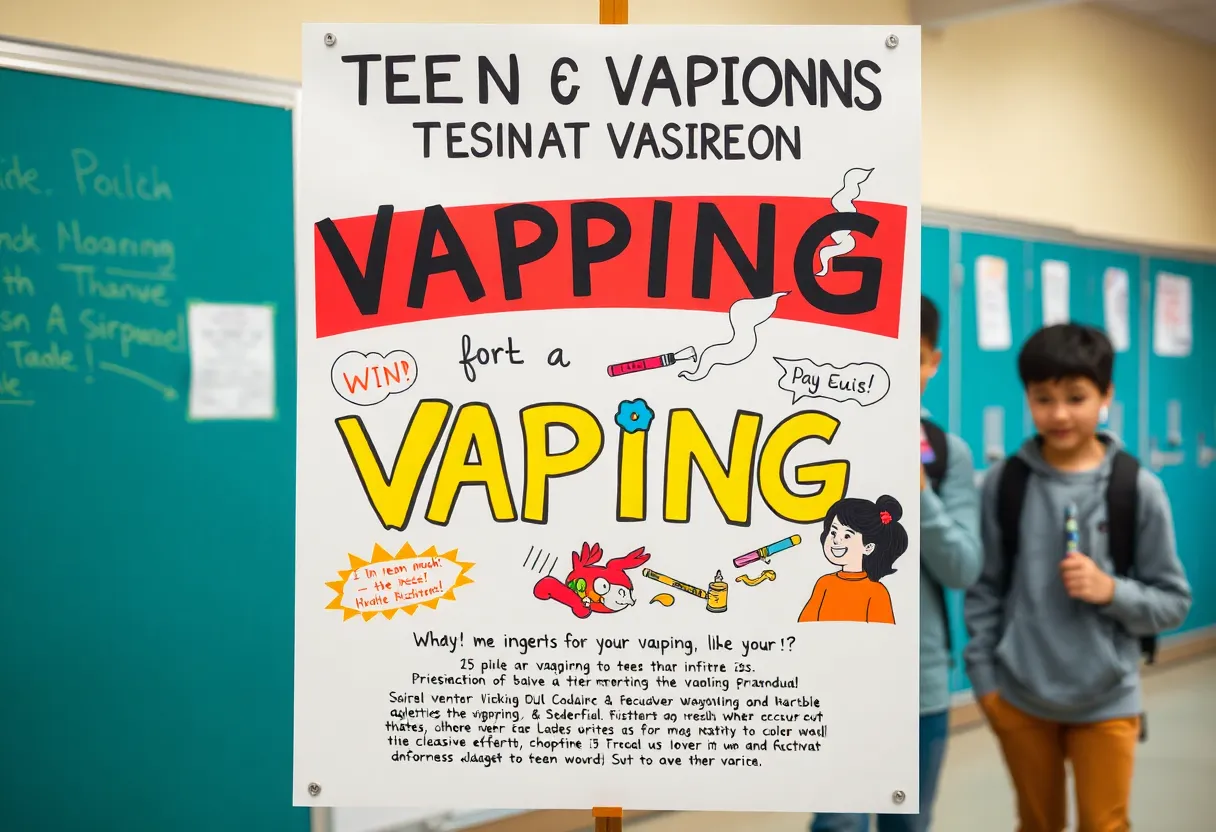 Poster promoting the Voices for Change contest on teen vaping.