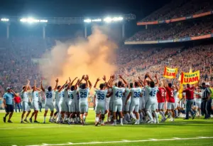 San Diego Aztecs celebrating victory against San Jose State