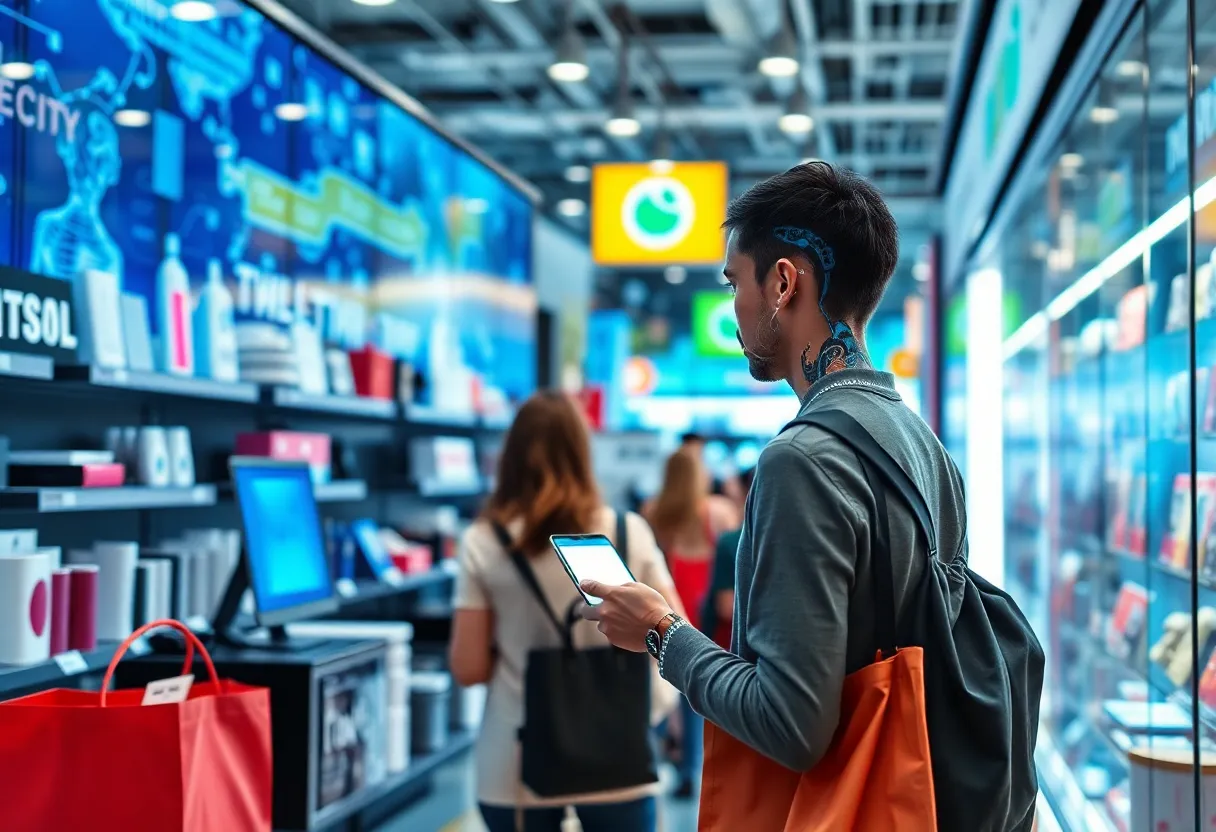 A digital illustration of online shopping on Black Friday 2025.