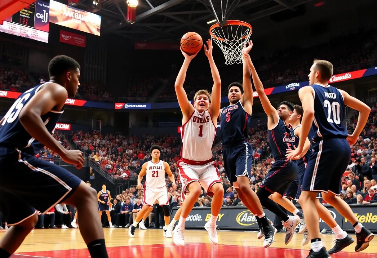 California Baptist Lancers vs San Diego Toreros basketball game action