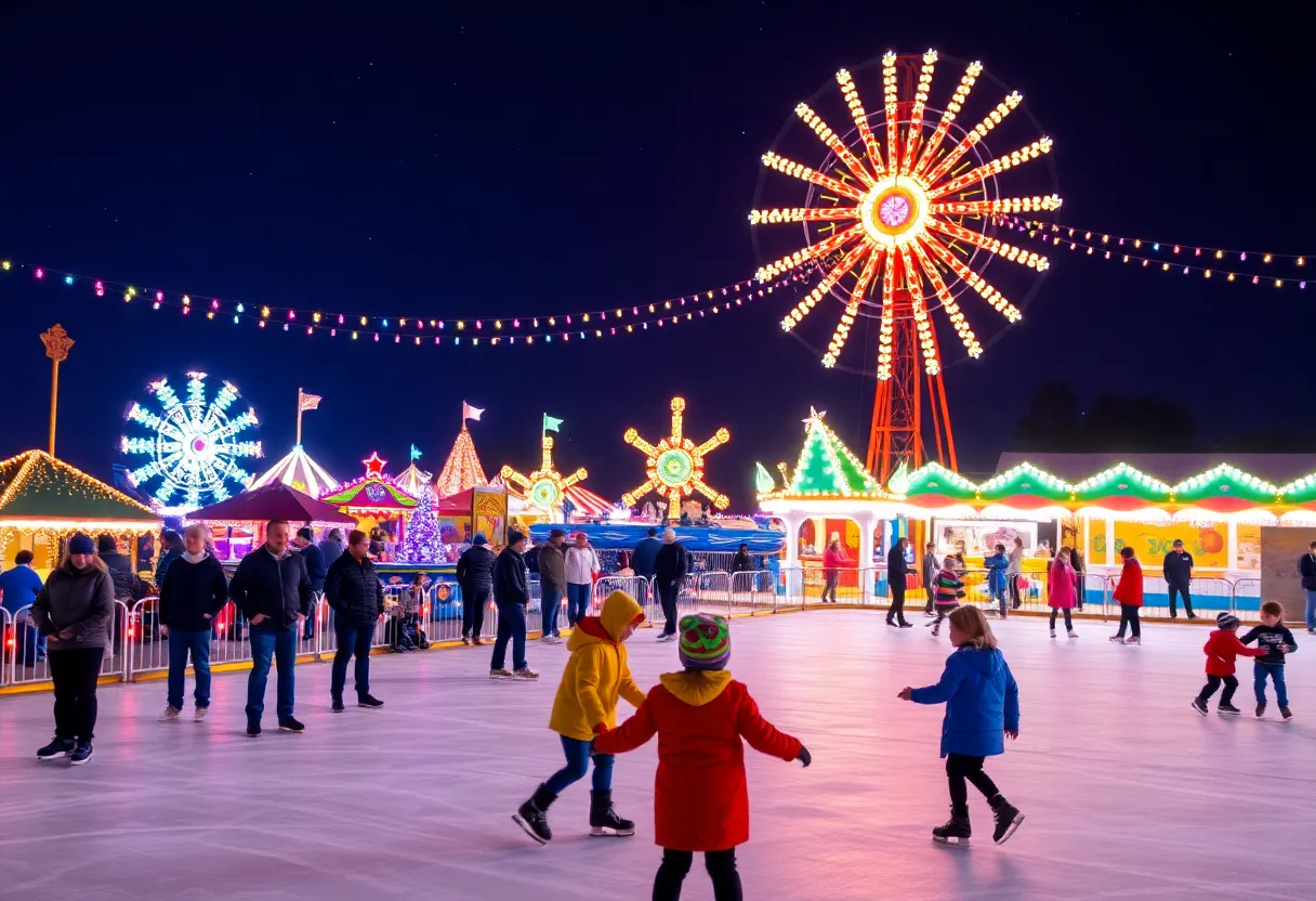 Brightly lit holiday display at the Coastal Christmas event in Del Mar