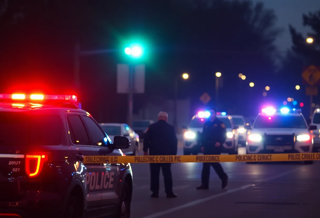 Crime scene with police presence investigating a shooting in Washington D.C.