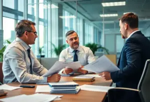 Managers discussing compliance in an office setting