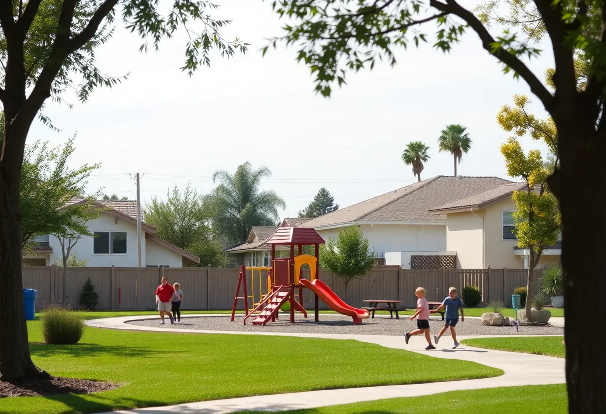 Children playing in a safe neighborhood in Escondido, California.