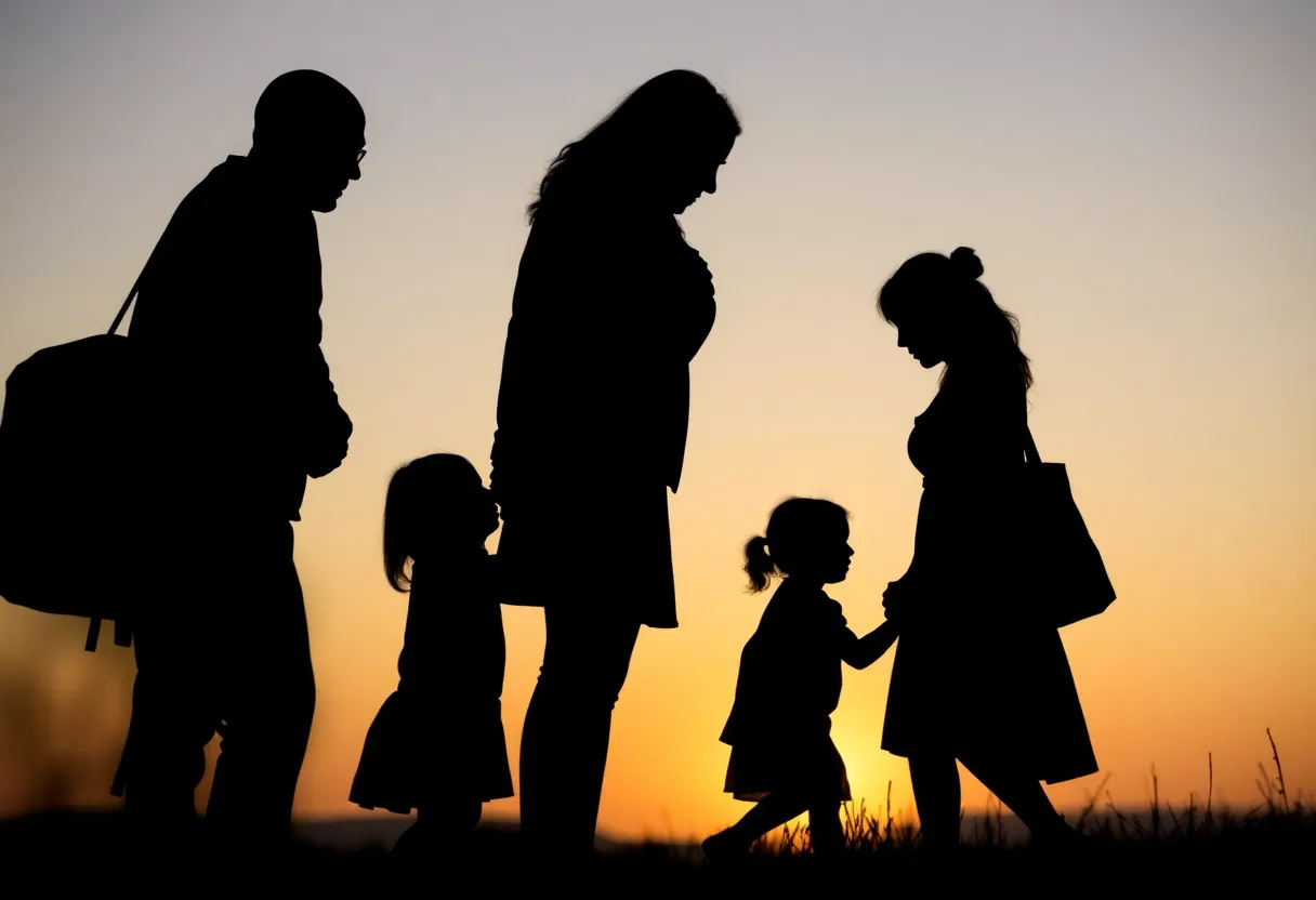 Silhouettes representing families affected by immigration policies