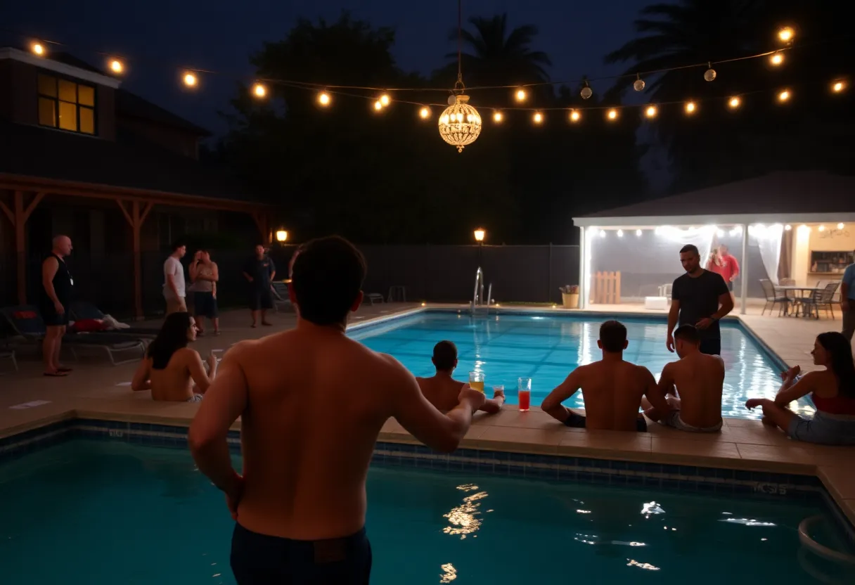 Pool at a university fraternity house