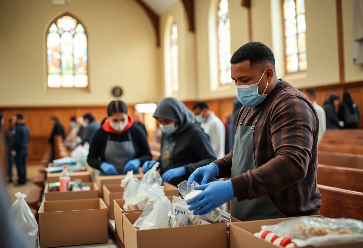 Volunteers at the Fresh Start program providing support services for the homeless.