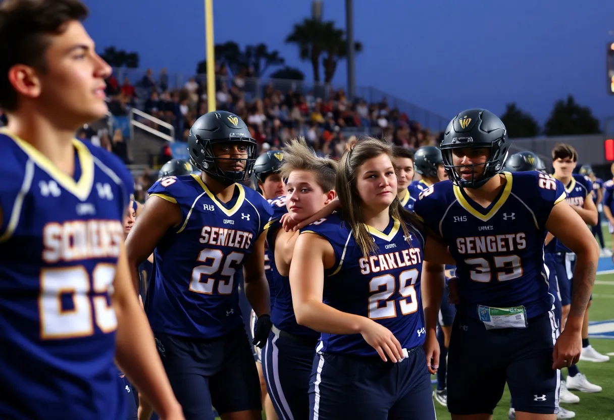 High school athletes competing in various sports during playoff games